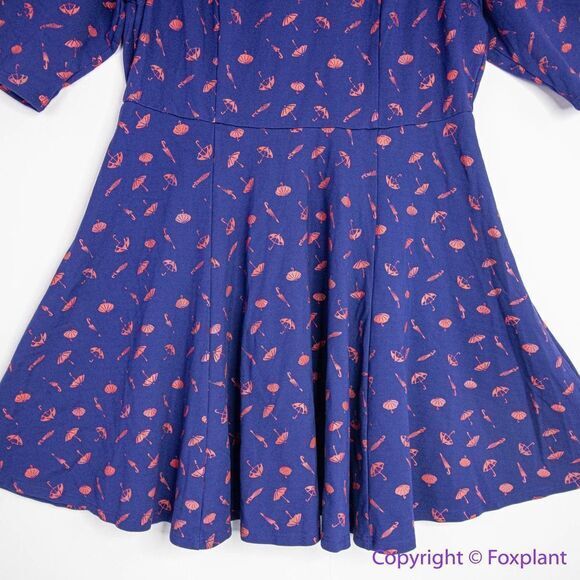 Unique Vintage Gwynnie Bee Umbrella Print Navy Dress, plus‎ size 0X - Picture 6 of 16